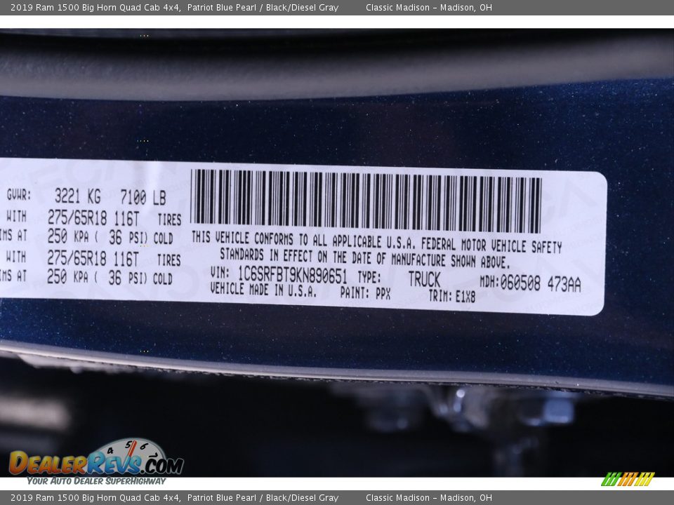 2019 Ram 1500 Big Horn Quad Cab 4x4 Patriot Blue Pearl / Black/Diesel Gray Photo #19
