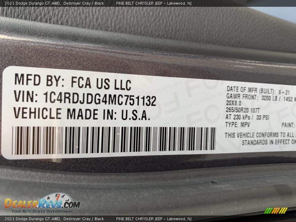 2021 Dodge Durango GT AWD Destroyer Gray / Black Photo #14