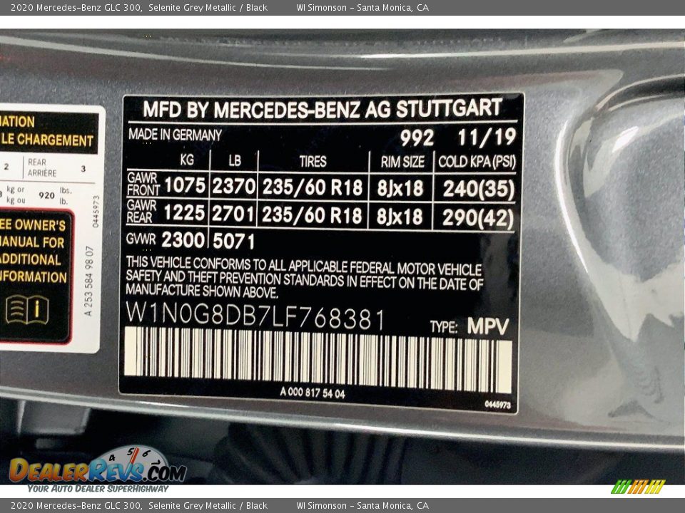 2020 Mercedes-Benz GLC 300 Selenite Grey Metallic / Black Photo #33