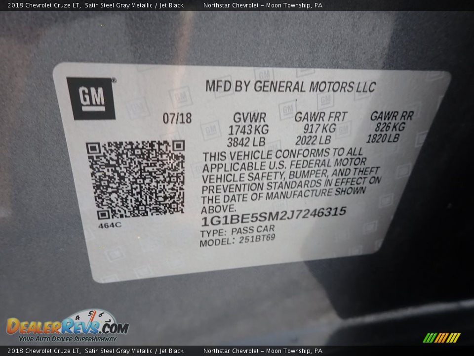 2018 Chevrolet Cruze LT Satin Steel Gray Metallic / Jet Black Photo #28