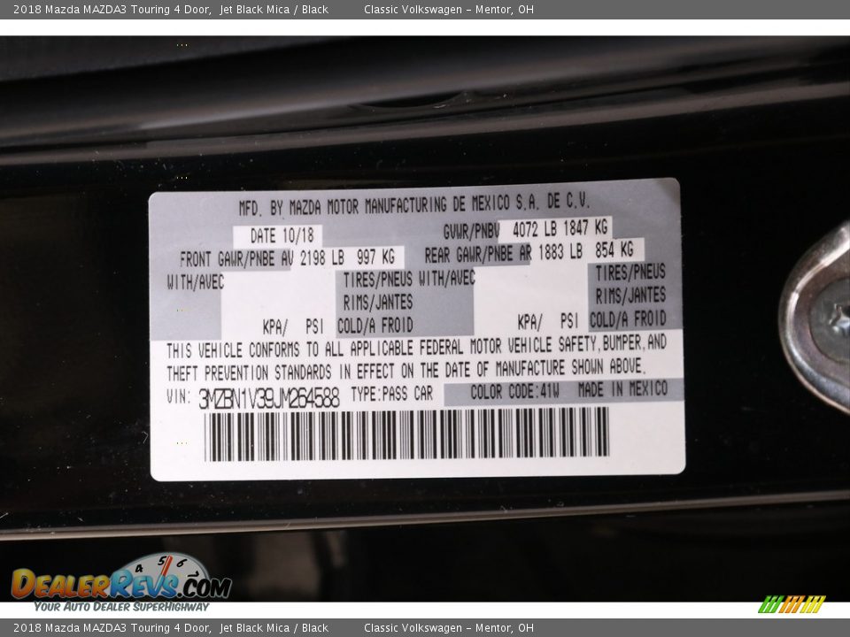 2018 Mazda MAZDA3 Touring 4 Door Jet Black Mica / Black Photo #20