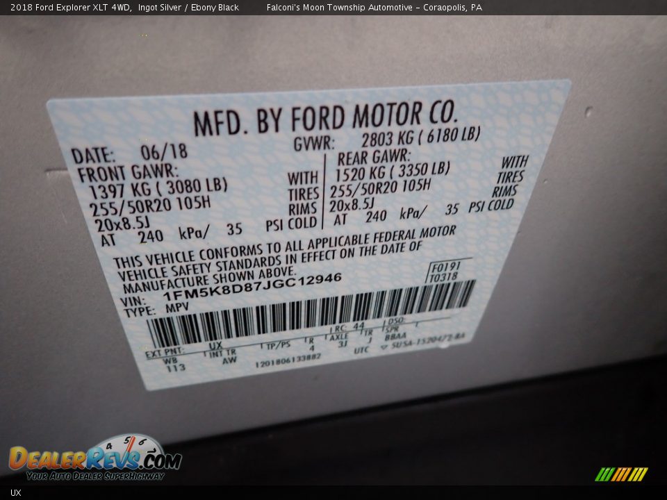 Ford Color Code UX Ingot Silver