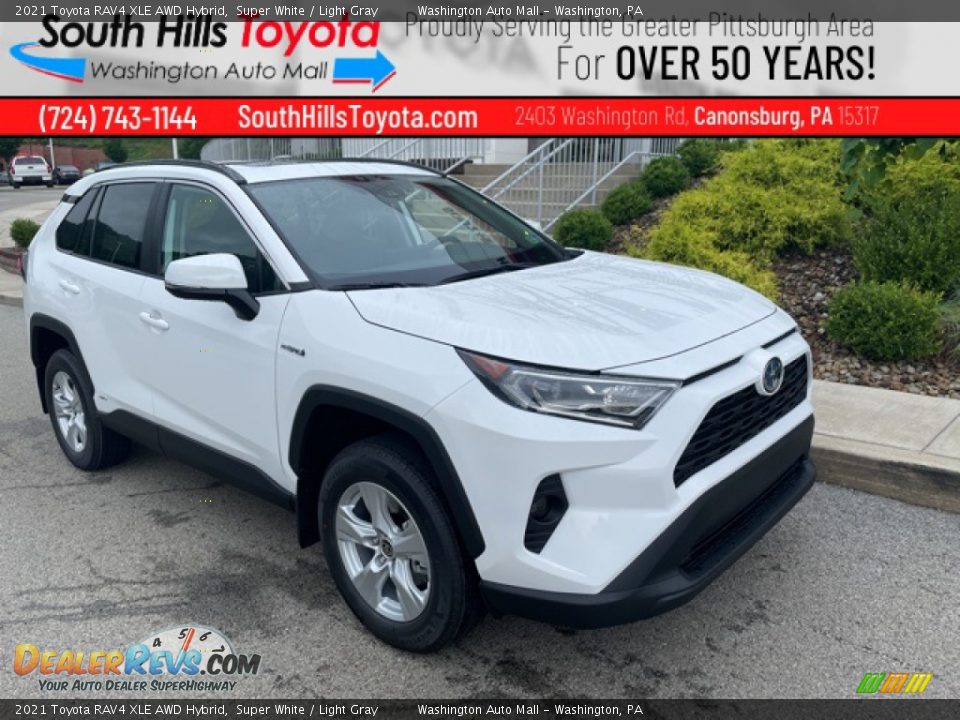 2021 Toyota RAV4 XLE AWD Hybrid Super White / Light Gray Photo #1