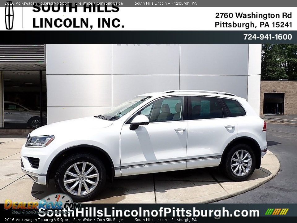 2016 Volkswagen Touareg V6 Sport Pure White / Corn Silk Beige Photo #1