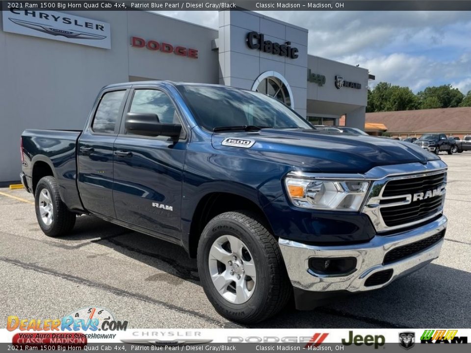2021 Ram 1500 Big Horn Quad Cab 4x4 Patriot Blue Pearl / Diesel Gray/Black Photo #1