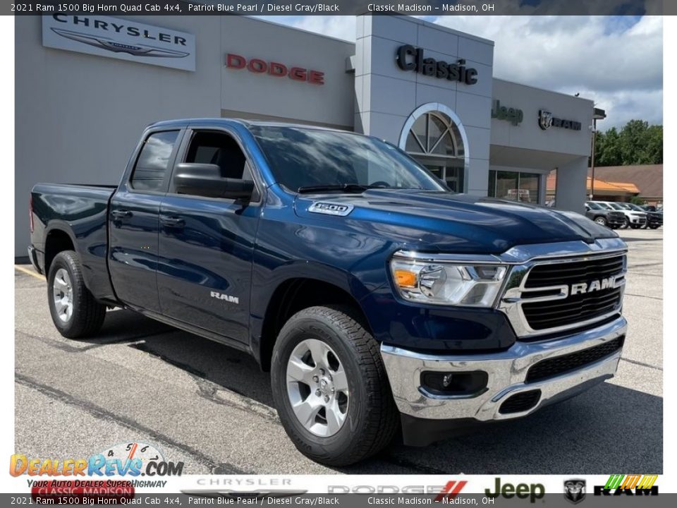 2021 Ram 1500 Big Horn Quad Cab 4x4 Patriot Blue Pearl / Diesel Gray/Black Photo #1