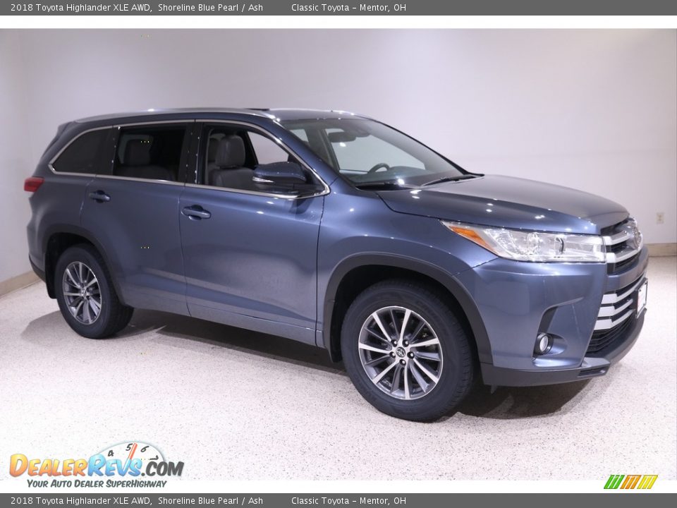 2018 Toyota Highlander XLE AWD Shoreline Blue Pearl / Ash Photo #1