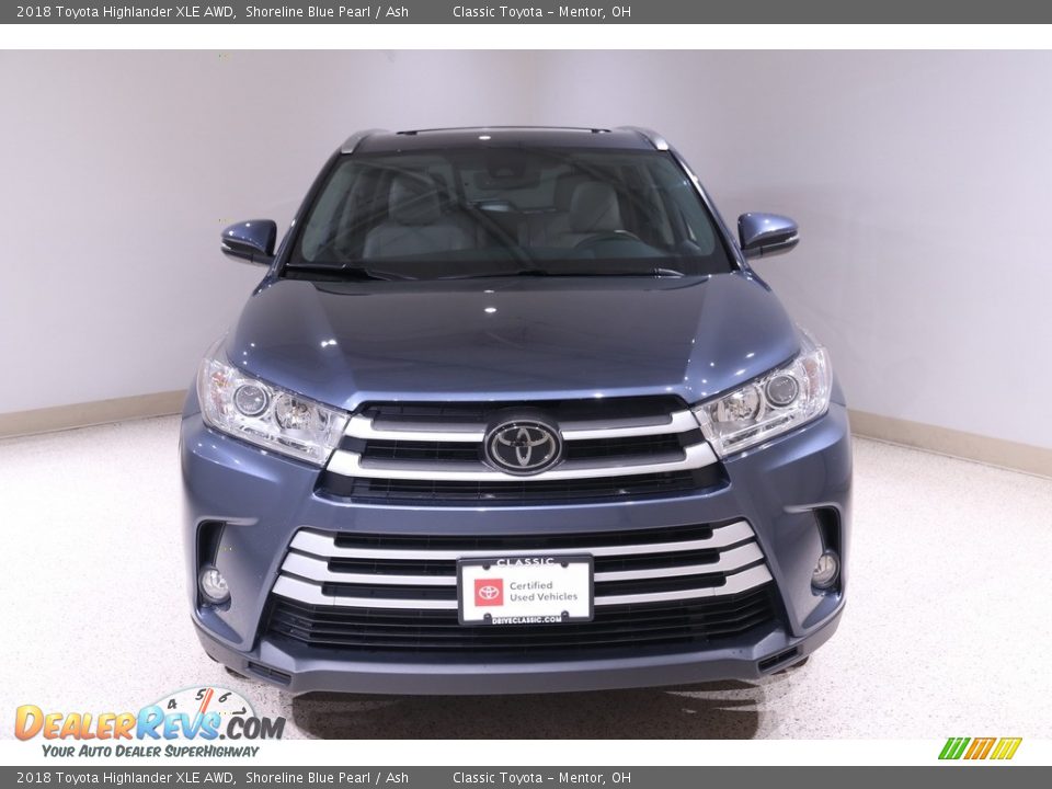 2018 Toyota Highlander XLE AWD Shoreline Blue Pearl / Ash Photo #2