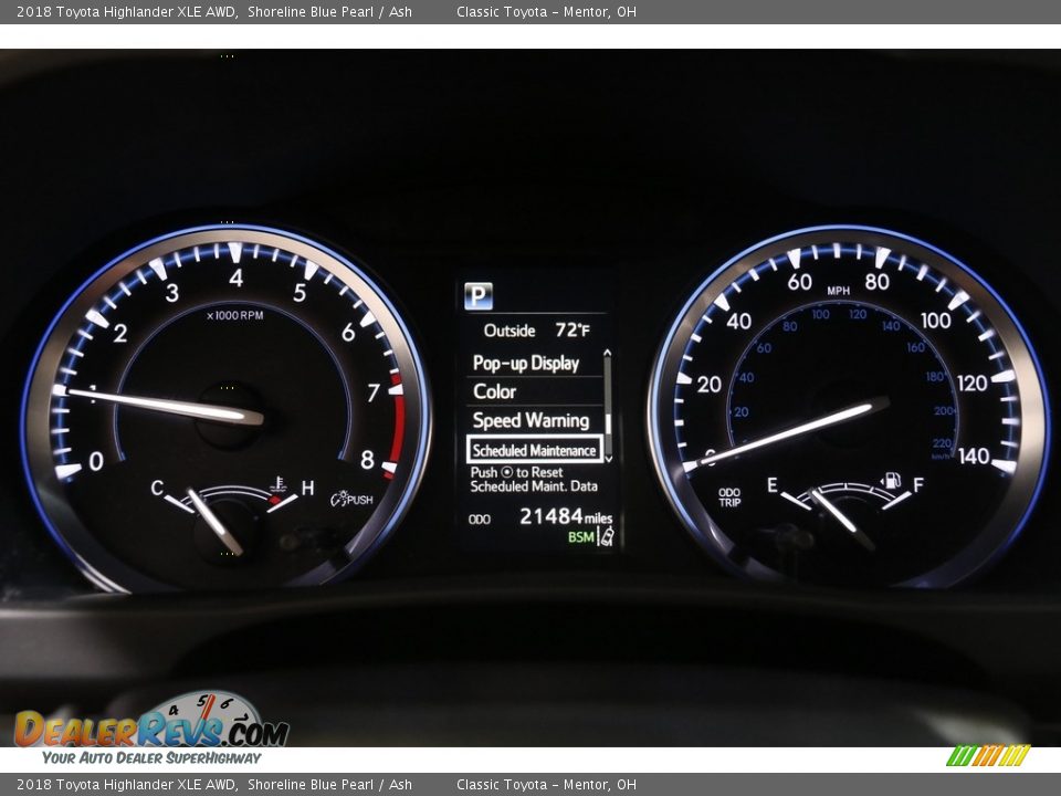 2018 Toyota Highlander XLE AWD Shoreline Blue Pearl / Ash Photo #8
