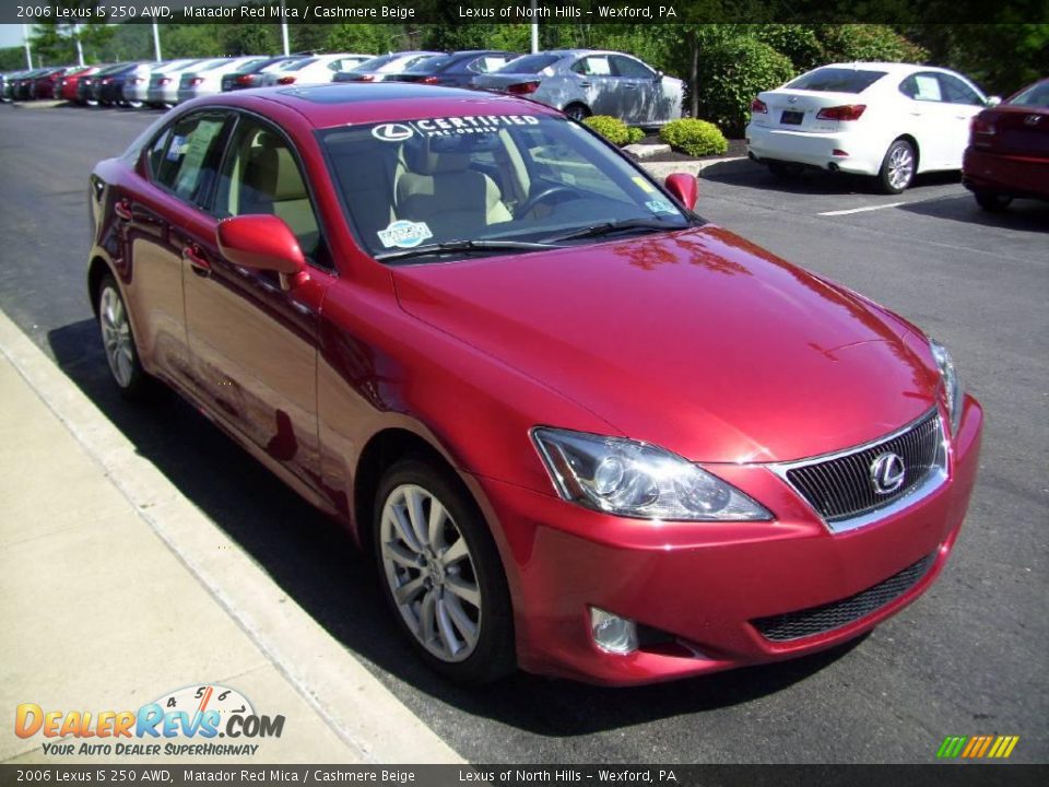 2006 Lexus IS 250 AWD Matador Red Mica / Cashmere Beige Photo #6