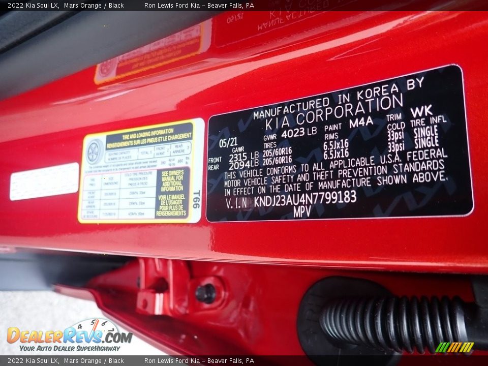 2022 Kia Soul LX Mars Orange / Black Photo #15
