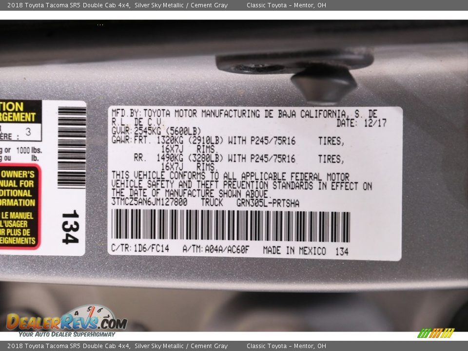 2018 Toyota Tacoma SR5 Double Cab 4x4 Silver Sky Metallic / Cement Gray Photo #19