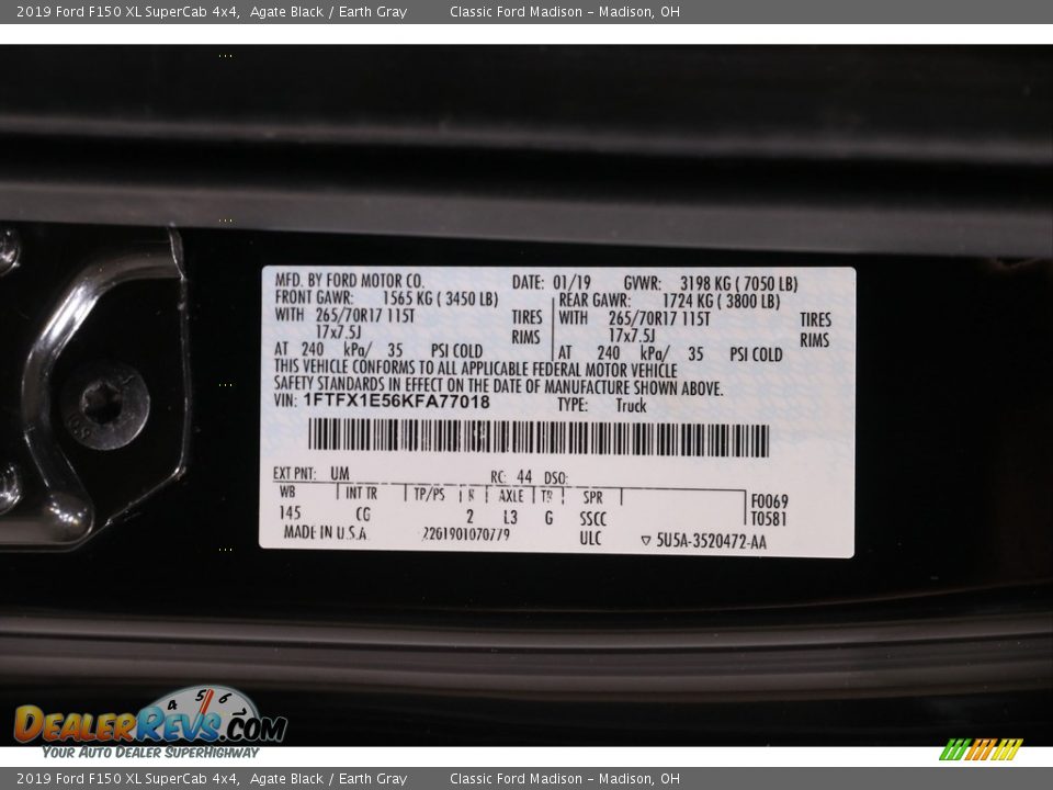 2019 Ford F150 XL SuperCab 4x4 Agate Black / Earth Gray Photo #19