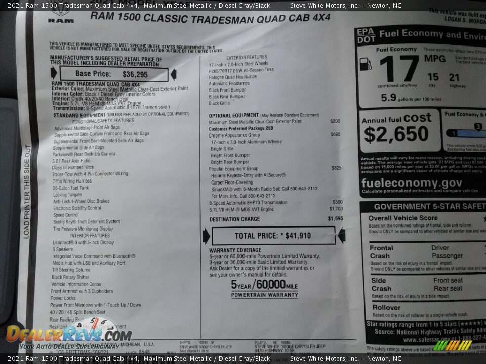 2021 Ram 1500 Tradesman Quad Cab 4x4 Maximum Steel Metallic / Diesel Gray/Black Photo #26