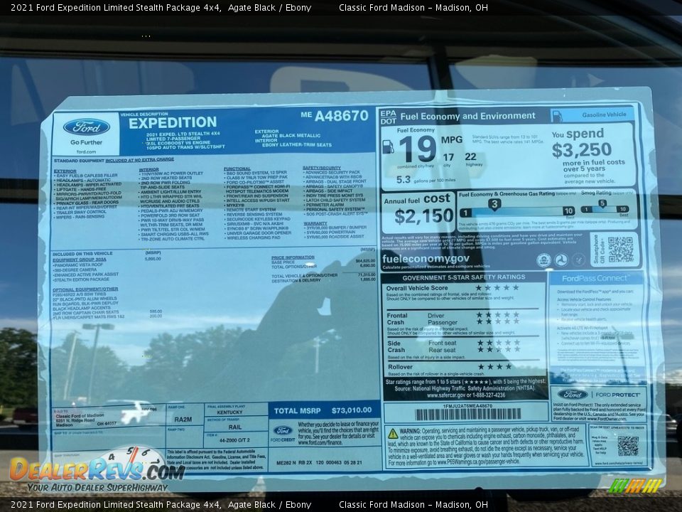 2021 Ford Expedition Limited Stealth Package 4x4 Window Sticker Photo #17