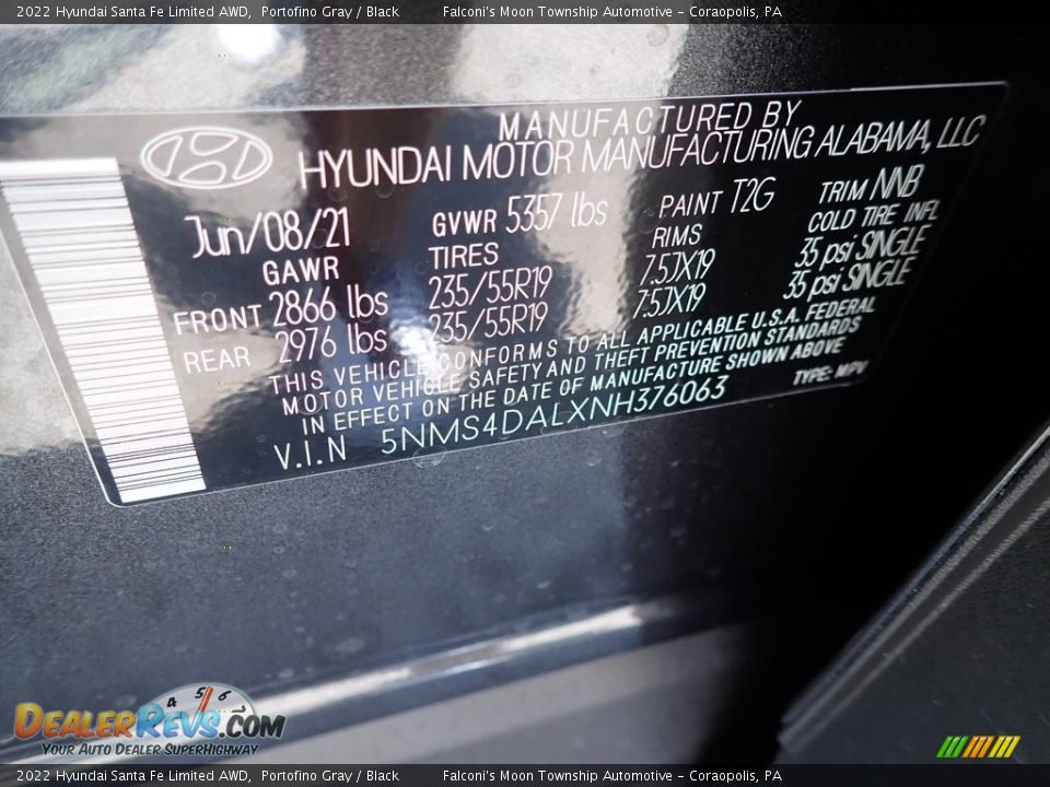 2022 Hyundai Santa Fe Limited AWD Portofino Gray / Black Photo #17