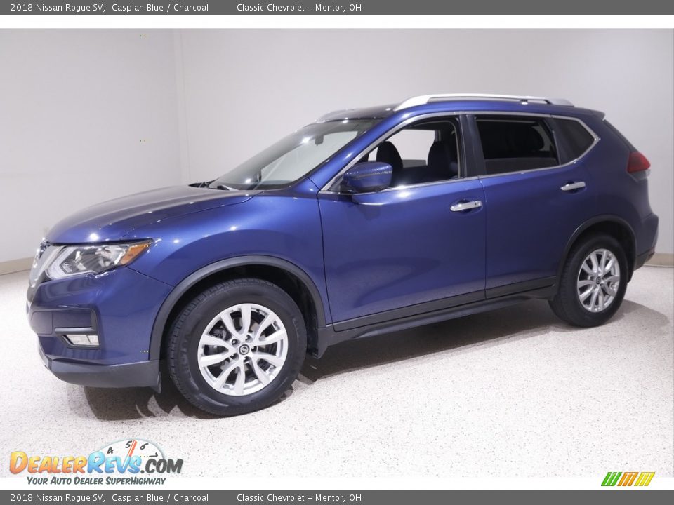 2018 Nissan Rogue SV Caspian Blue / Charcoal Photo #3