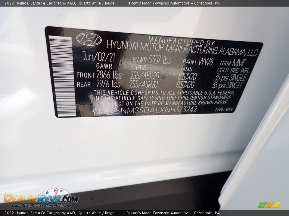 2022 Hyundai Santa Fe Calligraphy AWD Quartz White / Beige Photo #17