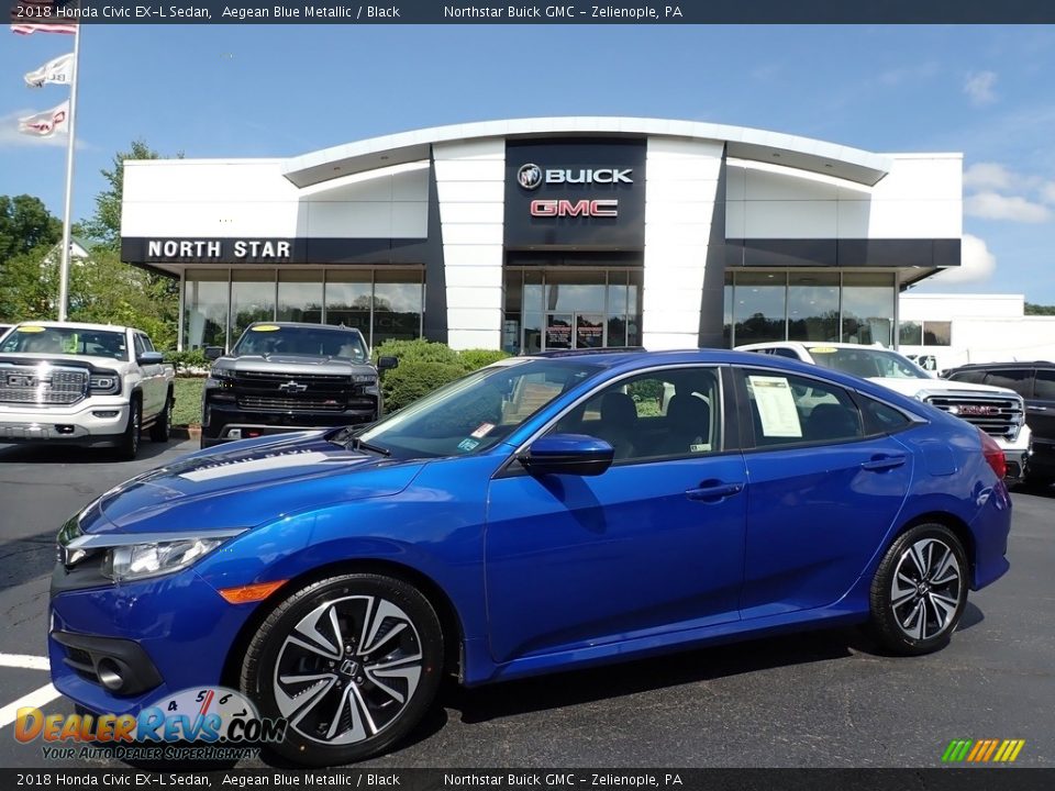 2018 Honda Civic EX-L Sedan Aegean Blue Metallic / Black Photo #1