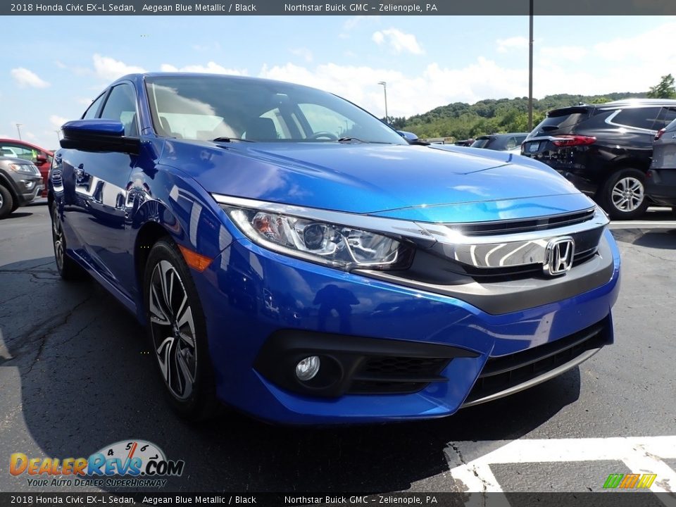 2018 Honda Civic EX-L Sedan Aegean Blue Metallic / Black Photo #4