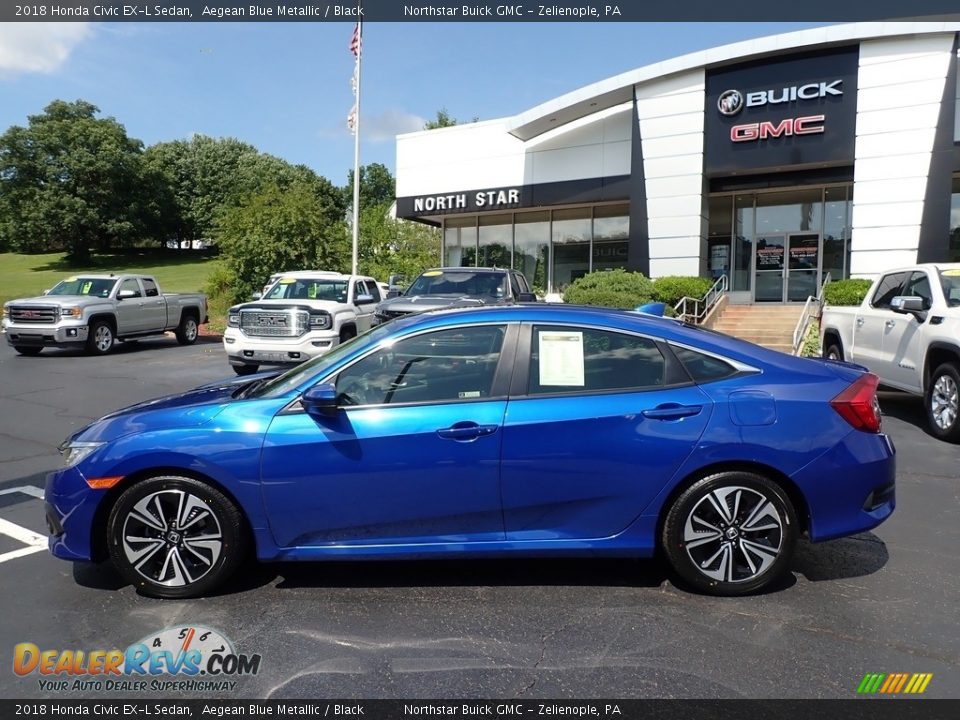 2018 Honda Civic EX-L Sedan Aegean Blue Metallic / Black Photo #13