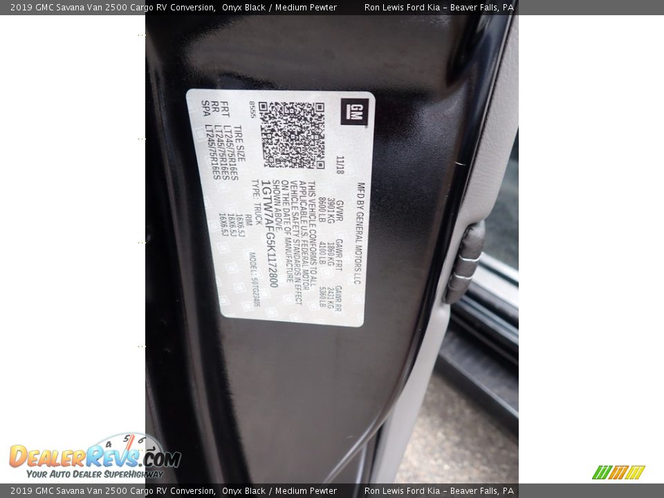 2019 GMC Savana Van 2500 Cargo RV Conversion Onyx Black / Medium Pewter Photo #14