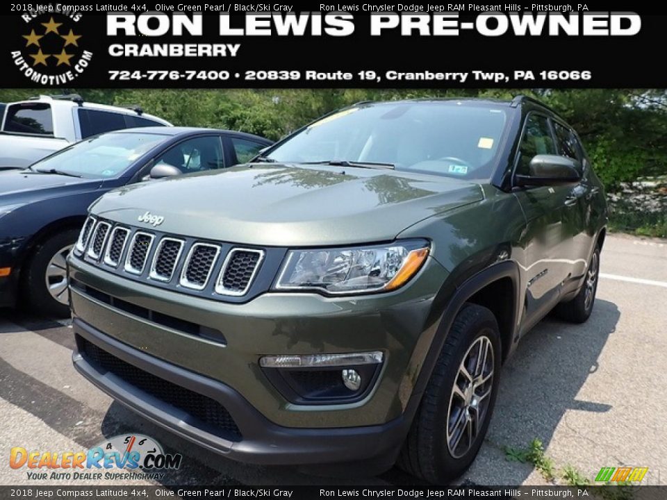 2018 Jeep Compass Latitude 4x4 Olive Green Pearl / Black/Ski Gray Photo #1