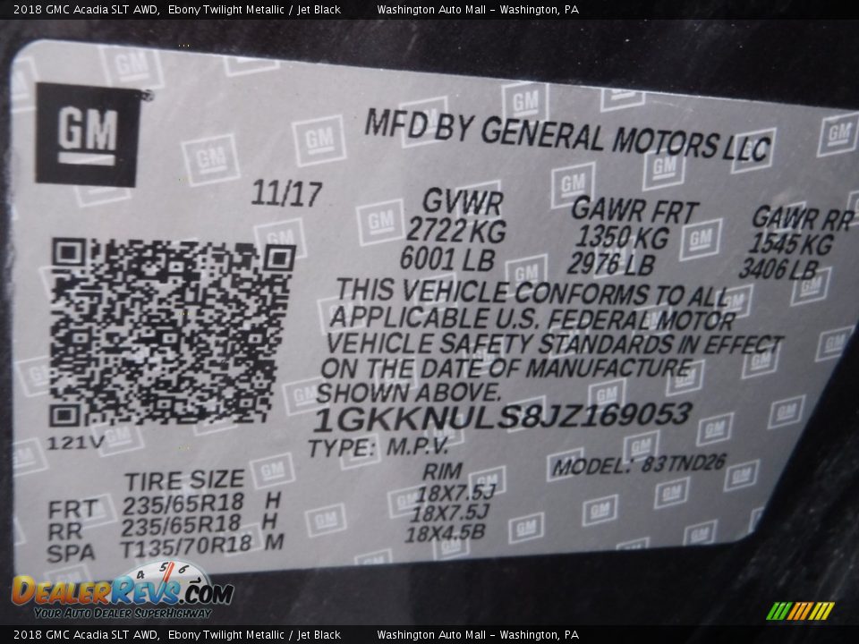 2018 GMC Acadia SLT AWD Ebony Twilight Metallic / Jet Black Photo #32