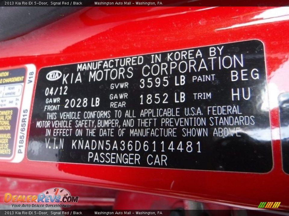 2013 Kia Rio EX 5-Door Signal Red / Black Photo #24