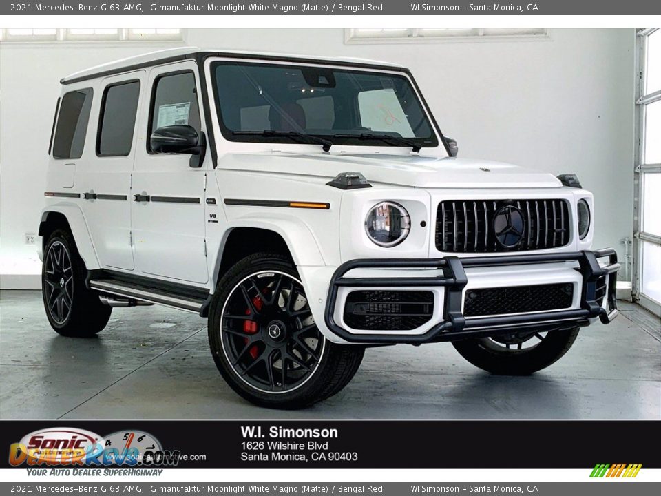 2021 Mercedes-Benz G 63 AMG G manufaktur Moonlight White Magno (Matte) / Bengal Red Photo #1