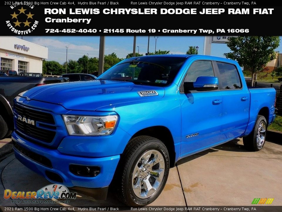 2021 Ram 1500 Big Horn Crew Cab 4x4 Hydro Blue Pearl / Black Photo #1