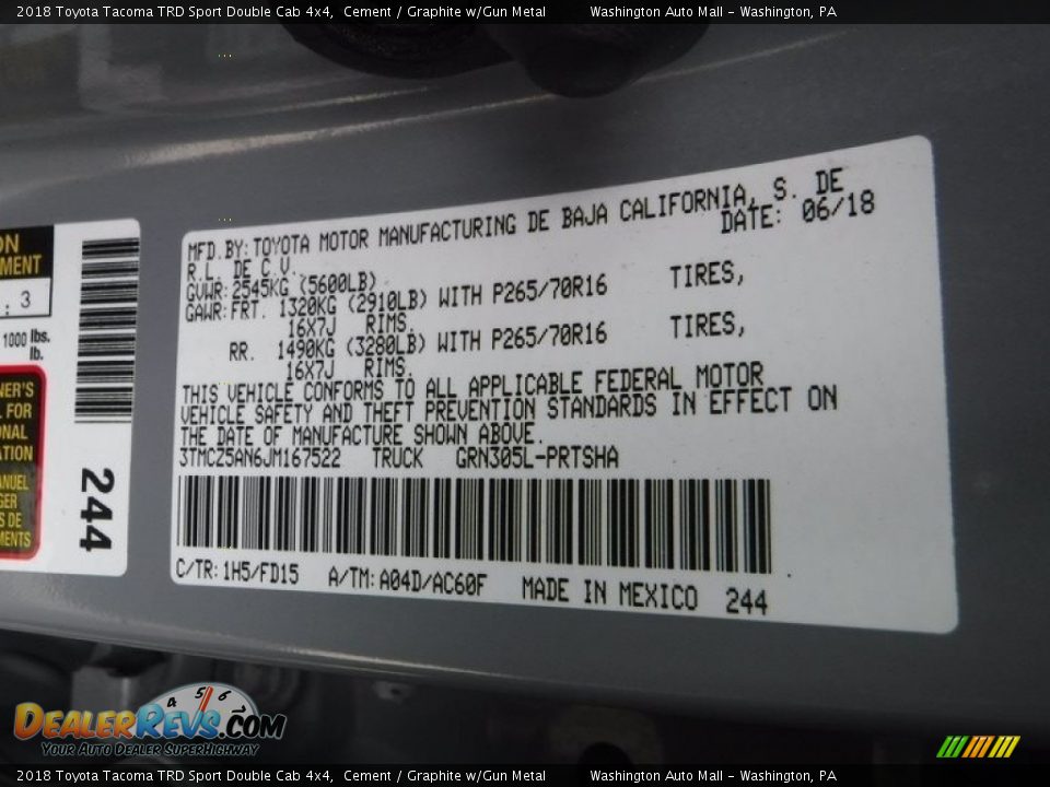 2018 Toyota Tacoma TRD Sport Double Cab 4x4 Cement / Graphite w/Gun Metal Photo #32