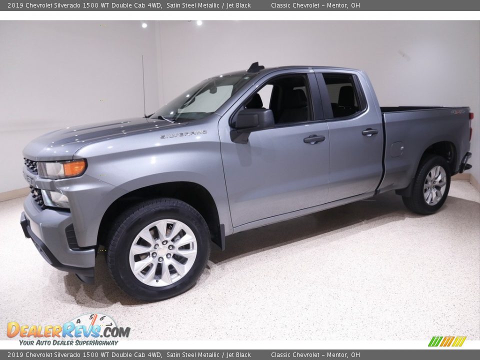 2019 Chevrolet Silverado 1500 WT Double Cab 4WD Satin Steel Metallic / Jet Black Photo #3