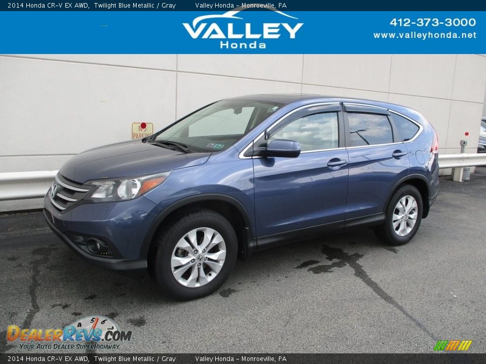 2014 Honda CR-V EX AWD Twilight Blue Metallic / Gray Photo #1