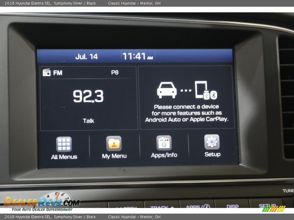 2018 Hyundai Elantra SEL Symphony Silver / Black Photo #10