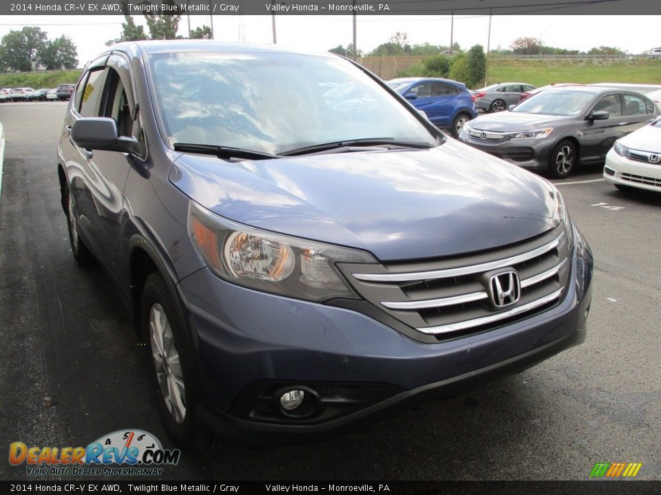 2014 Honda CR-V EX AWD Twilight Blue Metallic / Gray Photo #6