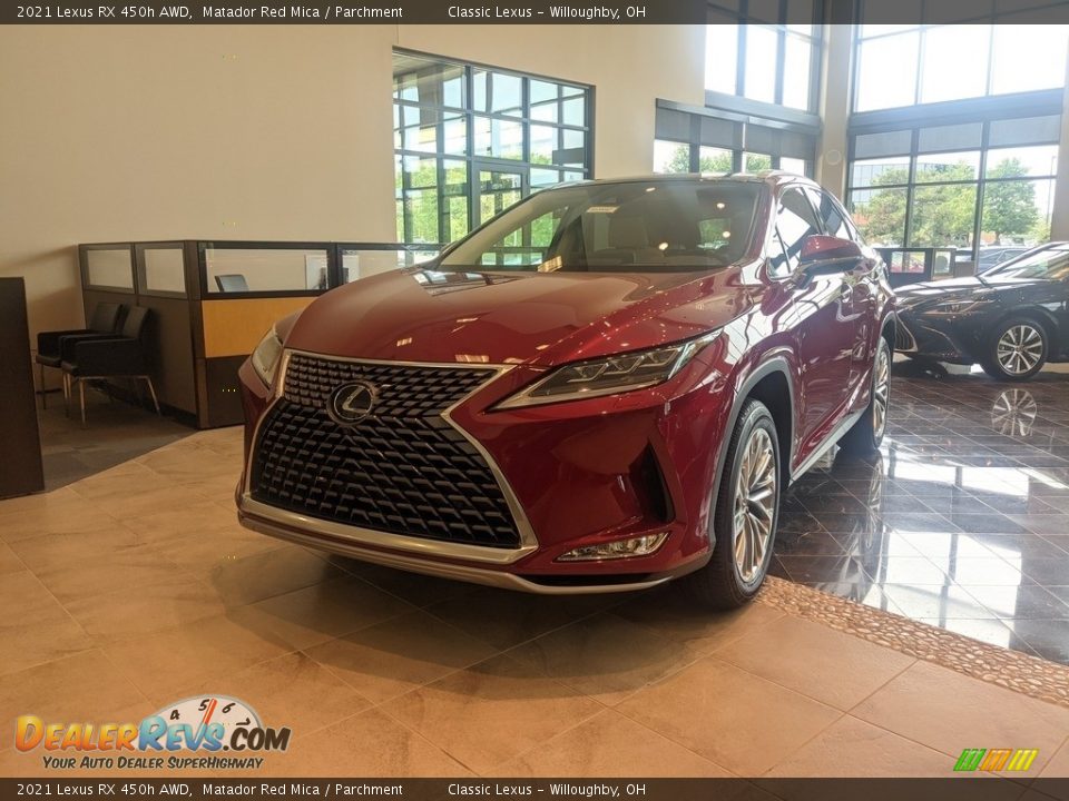 2021 Lexus RX 450h AWD Matador Red Mica / Parchment Photo #1