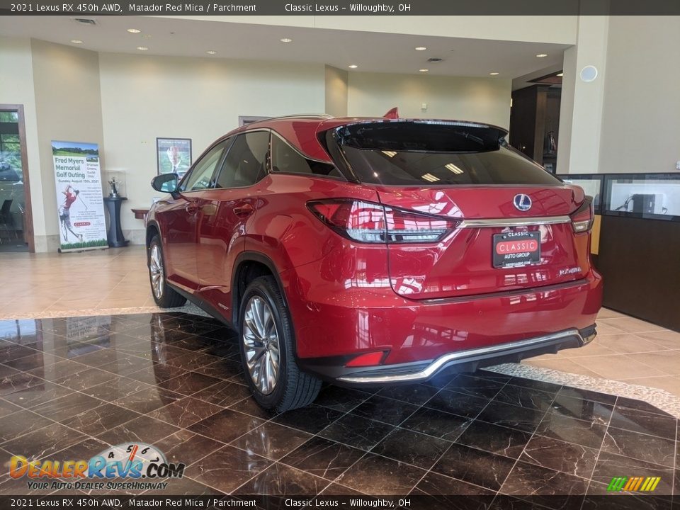 2021 Lexus RX 450h AWD Matador Red Mica / Parchment Photo #4