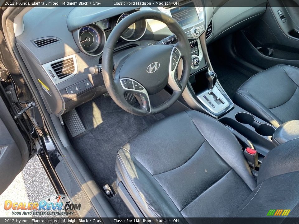 2012 Hyundai Elantra Limited Midnight Black / Gray Photo #12