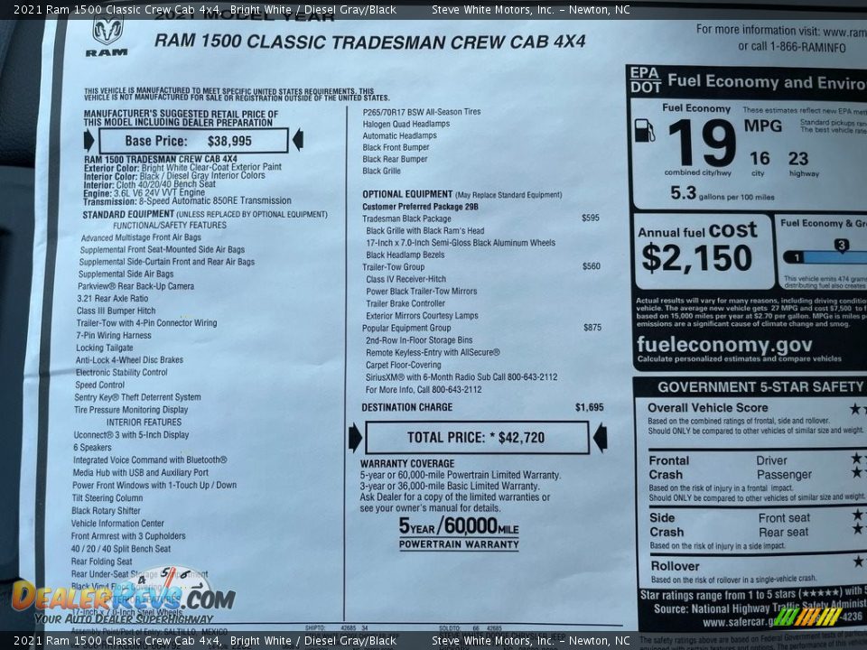 2021 Ram 1500 Classic Crew Cab 4x4 Bright White / Diesel Gray/Black Photo #26