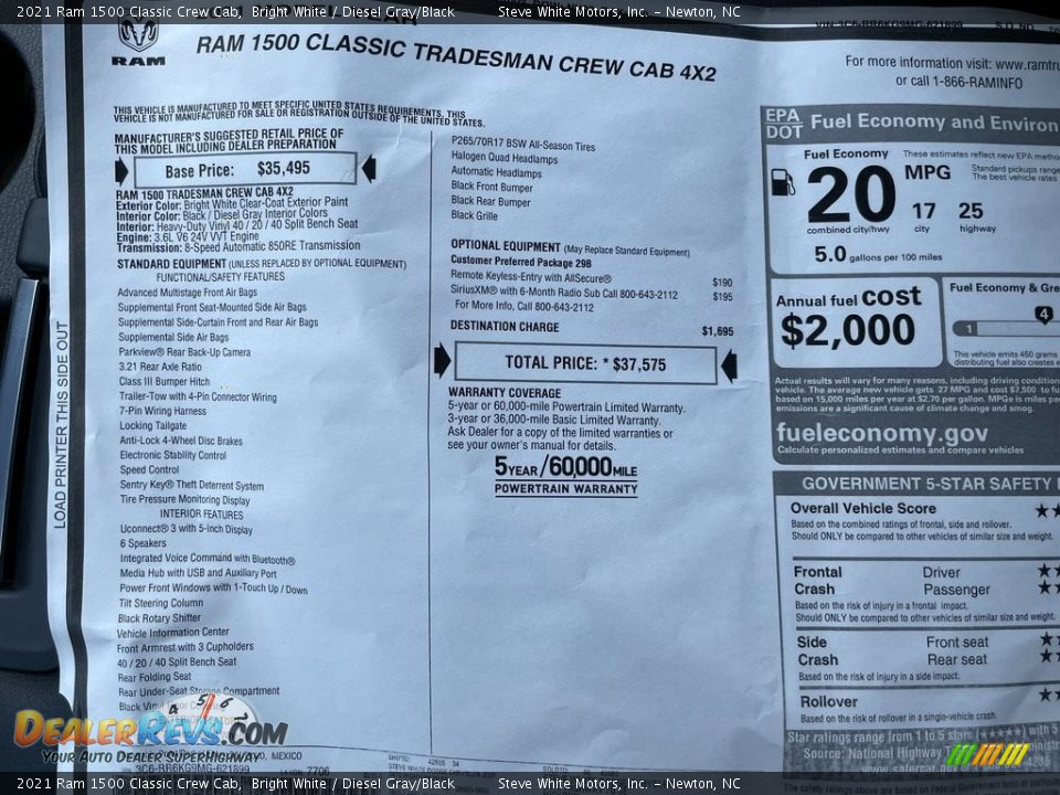 2021 Ram 1500 Classic Crew Cab Bright White / Diesel Gray/Black Photo #25