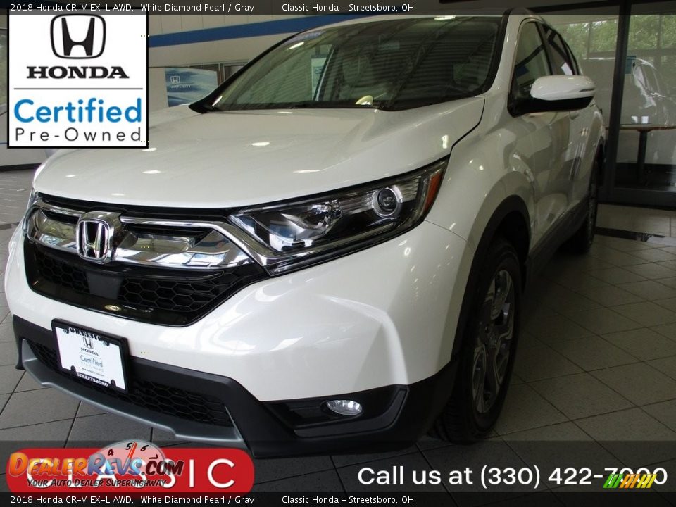 2018 Honda CR-V EX-L AWD White Diamond Pearl / Gray Photo #1