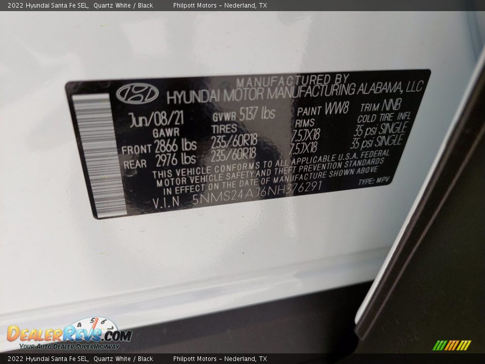 2022 Hyundai Santa Fe SEL Quartz White / Black Photo #26