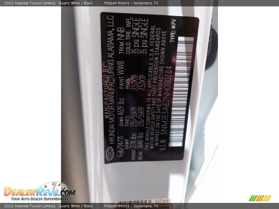 2022 Hyundai Tucson Limited Quartz White / Black Photo #25