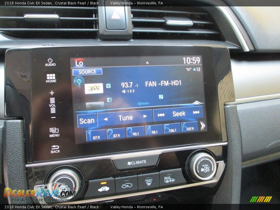 2018 Honda Civic EX Sedan Crystal Black Pearl / Black Photo #15