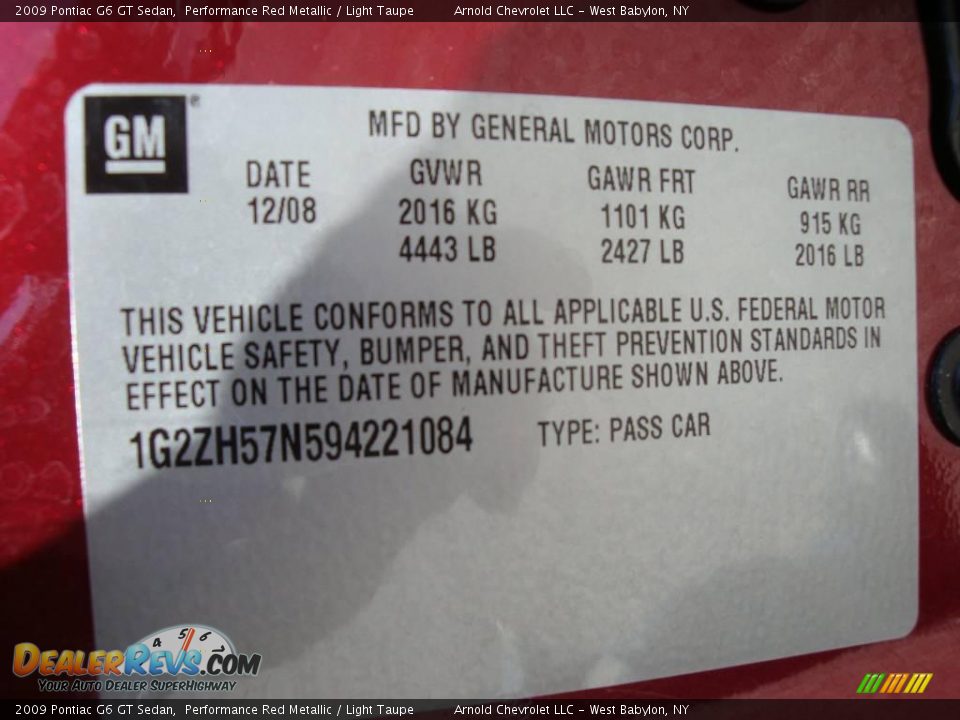 2009 Pontiac G6 GT Sedan Performance Red Metallic / Light Taupe Photo #15