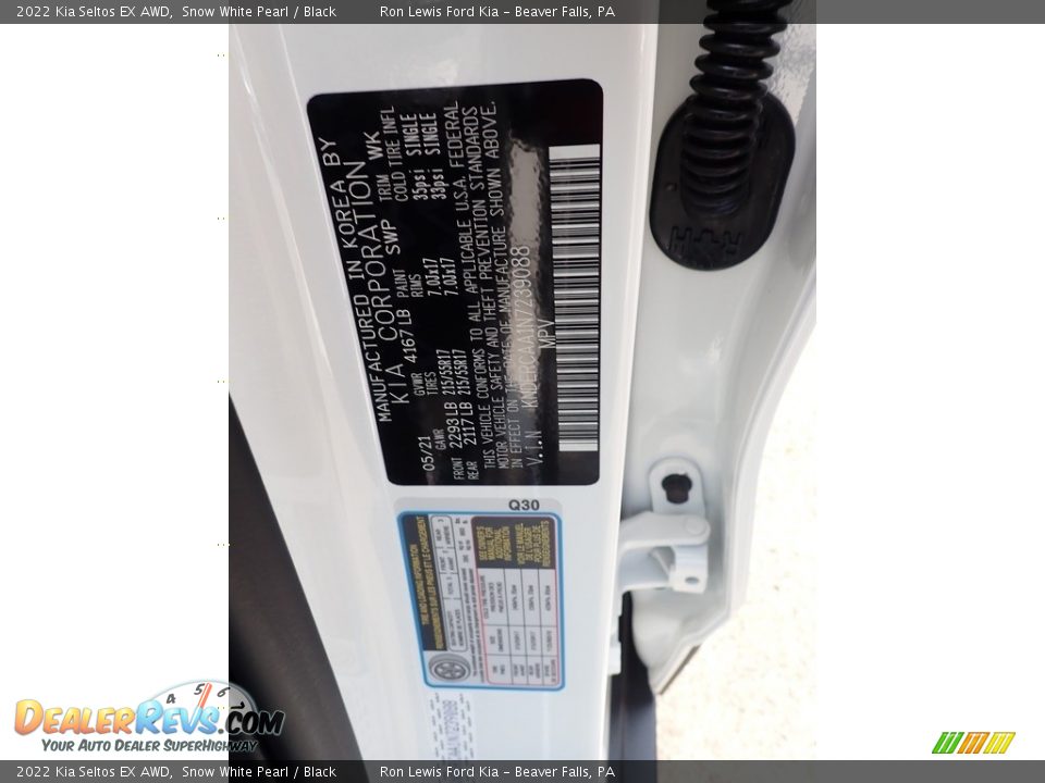 2022 Kia Seltos EX AWD Snow White Pearl / Black Photo #16