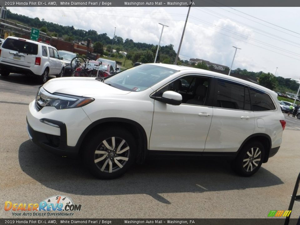 2019 Honda Pilot EX-L AWD White Diamond Pearl / Beige Photo #7