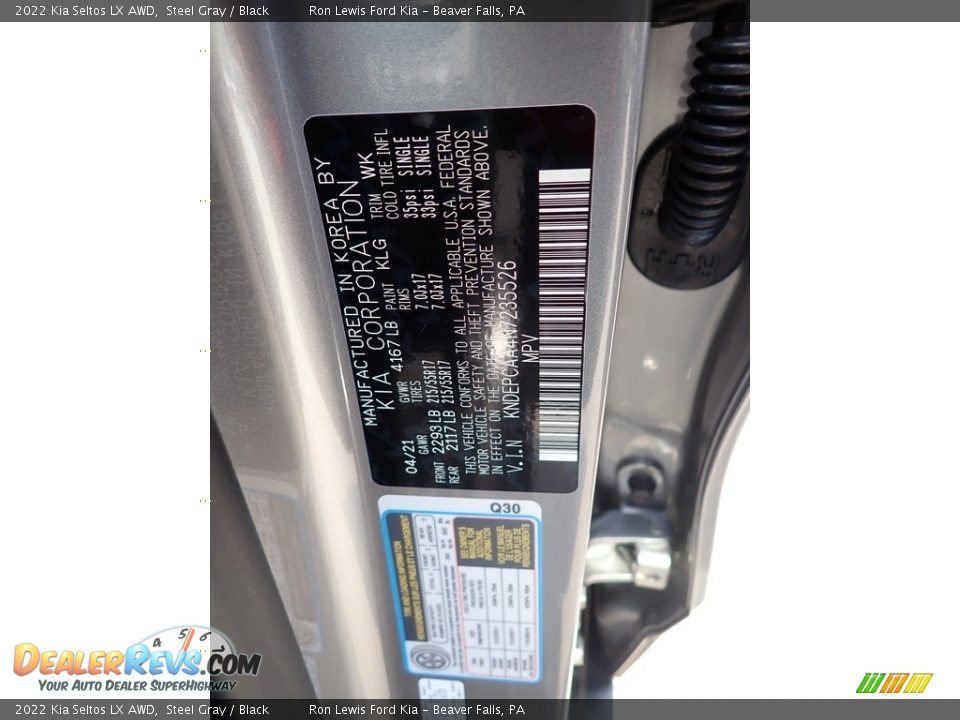 2022 Kia Seltos LX AWD Steel Gray / Black Photo #15