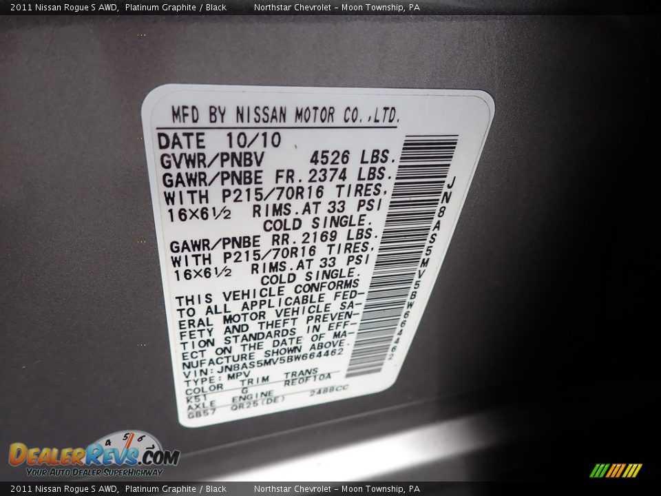 2011 Nissan Rogue S AWD Platinum Graphite / Black Photo #14
